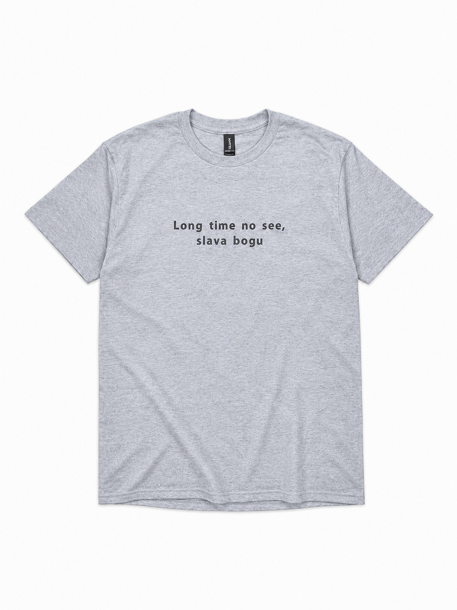 T-shirt brodé « Long Time No See, Slava Bogu »